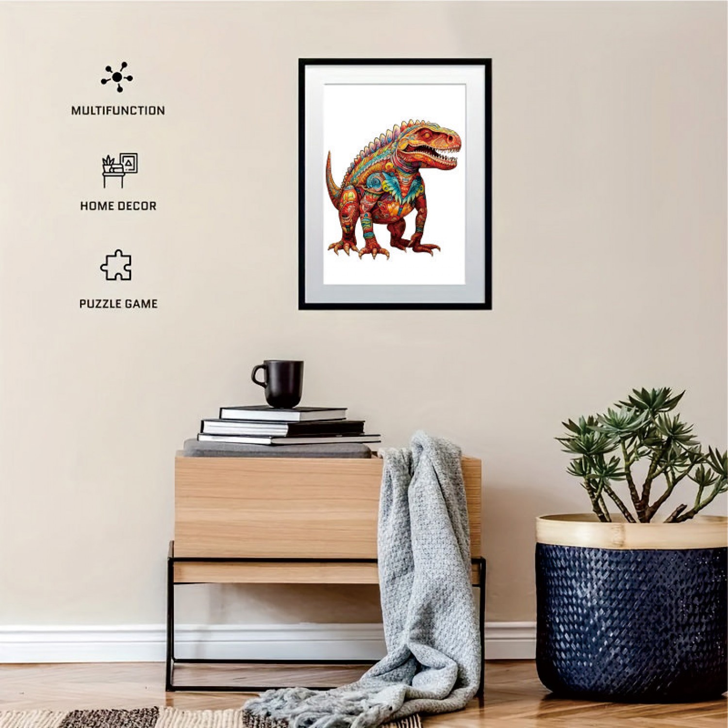 Dinosaur Wooden Jigsaw Puzzles Magic Puzzles, Unique Irregular Shaped Wood Puzzles Make A Perfect Gift For Holiday Christmas, Birthday, Father's Day, Mother's Day, Halloween, Thanksgiving gifts