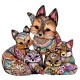 The Cute Fox Family Animal Wooden Jigsaw Puzzles Adult, Teens, Family, Animal Shaped Natural Wood Puzzle, Best Christmas and Halloween Gift And Family Games Magic Wooden Puzzle, Toys