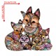 The Cute Fox Family Animal Wooden Jigsaw Puzzles Adult, Teens, Family, Animal Shaped Natural Wood Puzzle, Best Christmas and Halloween Gift And Family Games Magic Wooden Puzzle, Toys