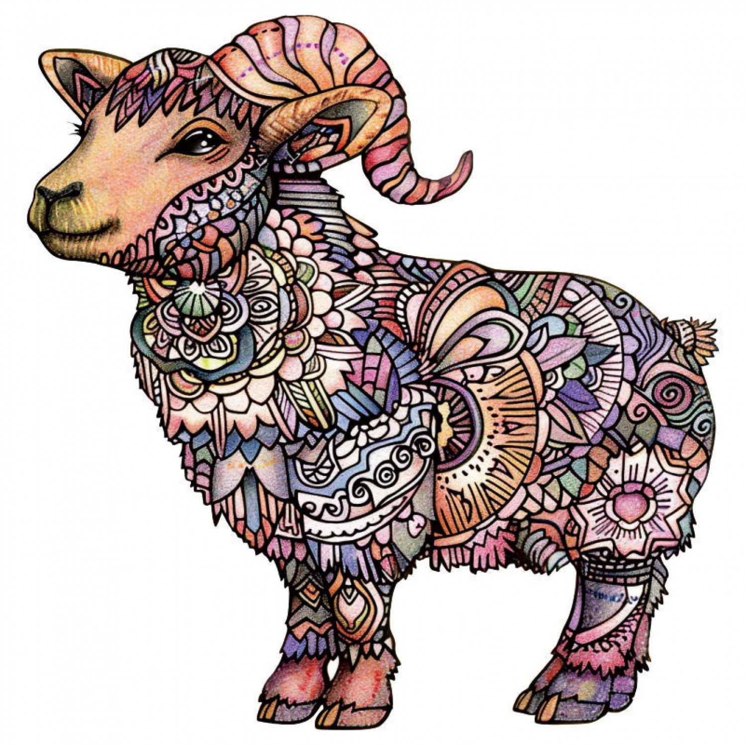 The twelve zodiac The cute little lamb animals Wooden Jigsaw Puzzles Adult, Teens, Family, Animal Shaped Natural Wood Puzzle, Best Christmas Gift And Family Games Magic Wooden Puzzle, Toys