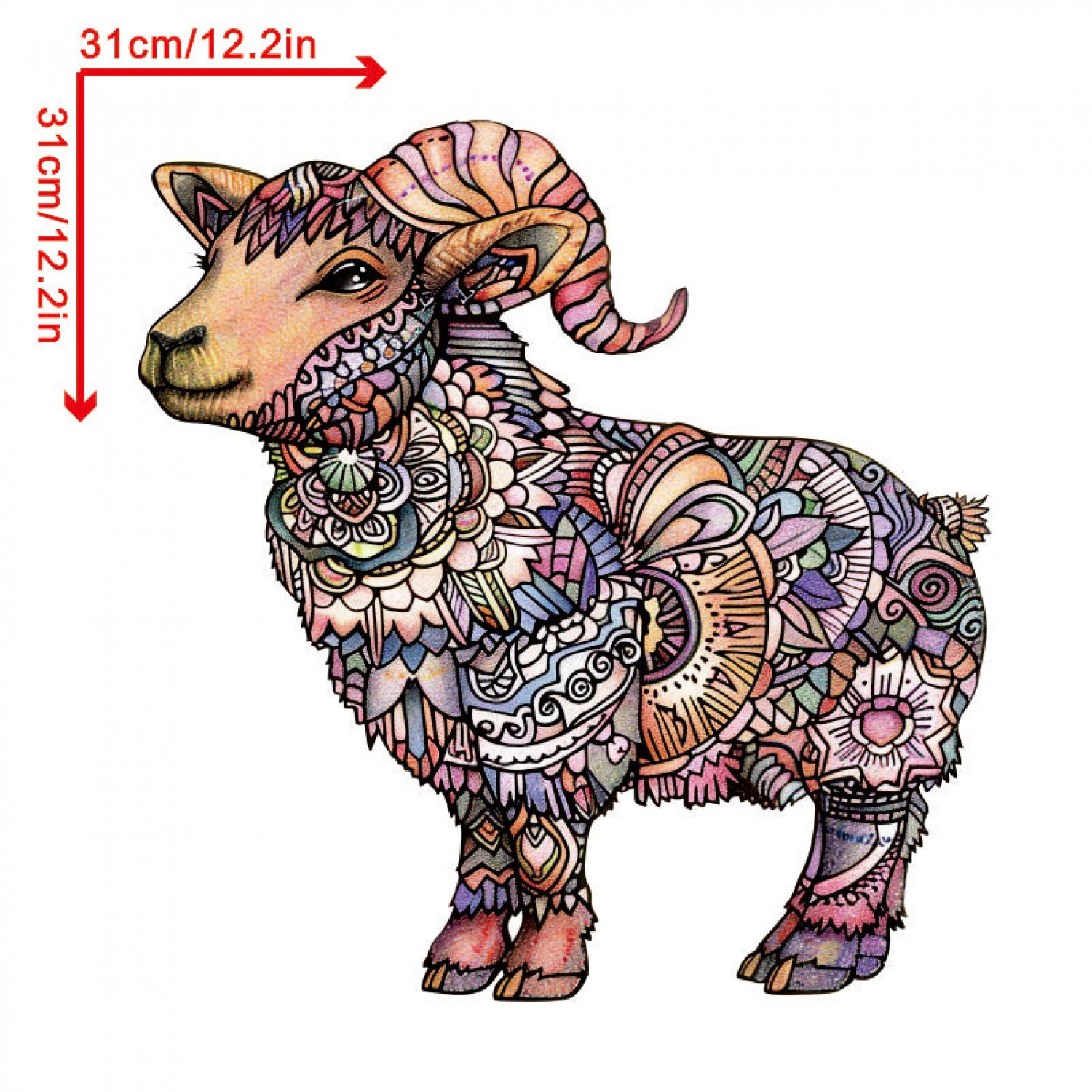 The twelve zodiac The cute little lamb animals Wooden Jigsaw Puzzles Adult, Teens, Family, Animal Shaped Natural Wood Puzzle, Best Christmas Gift And Family Games Magic Wooden Puzzle, Toys