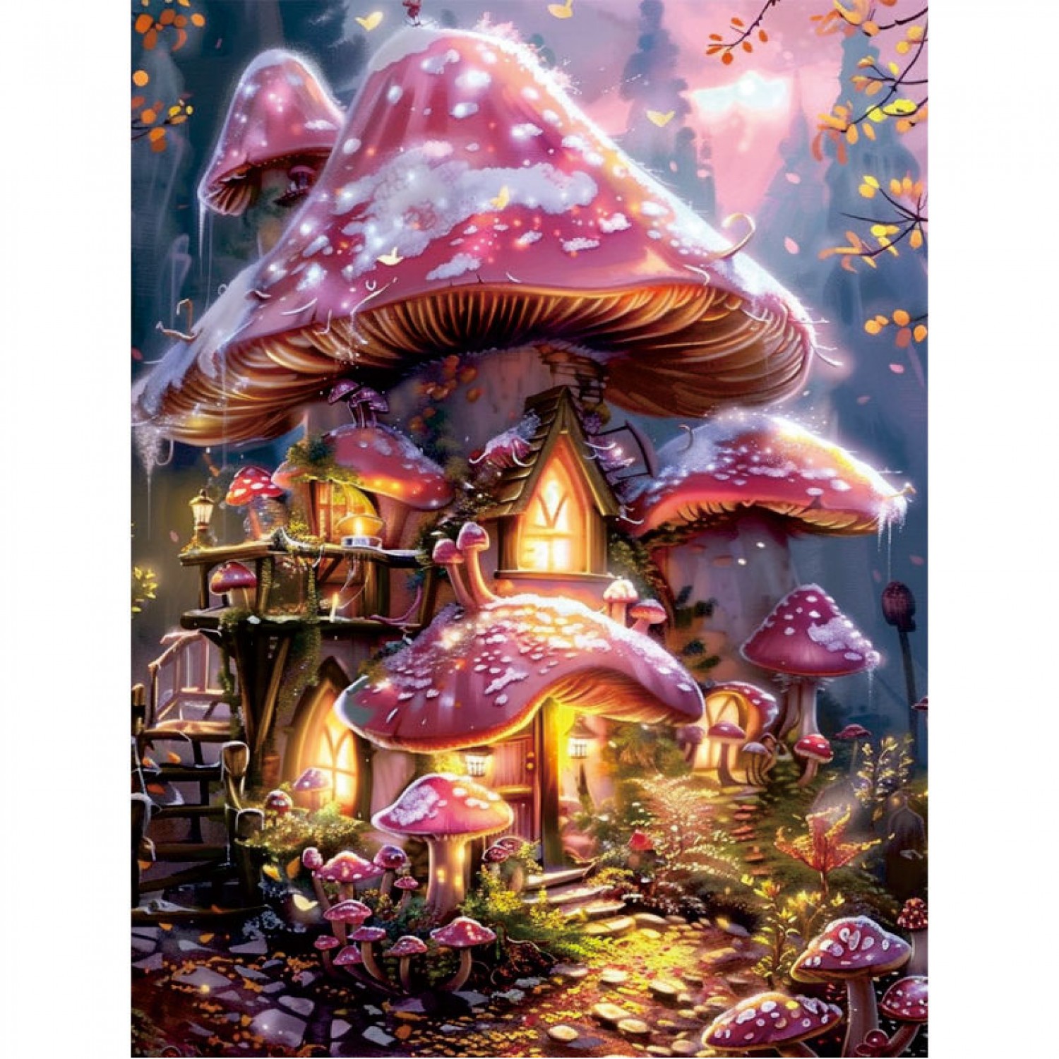 Dream Mushroom House Wooden Jigsaw Puzzles Adult, Teens, Family, Animal Shaped Natural Wood Puzzle, Best Christmas Gift And Family Games Magic Puzzle, Toys， Decorations, paintings, home decorations